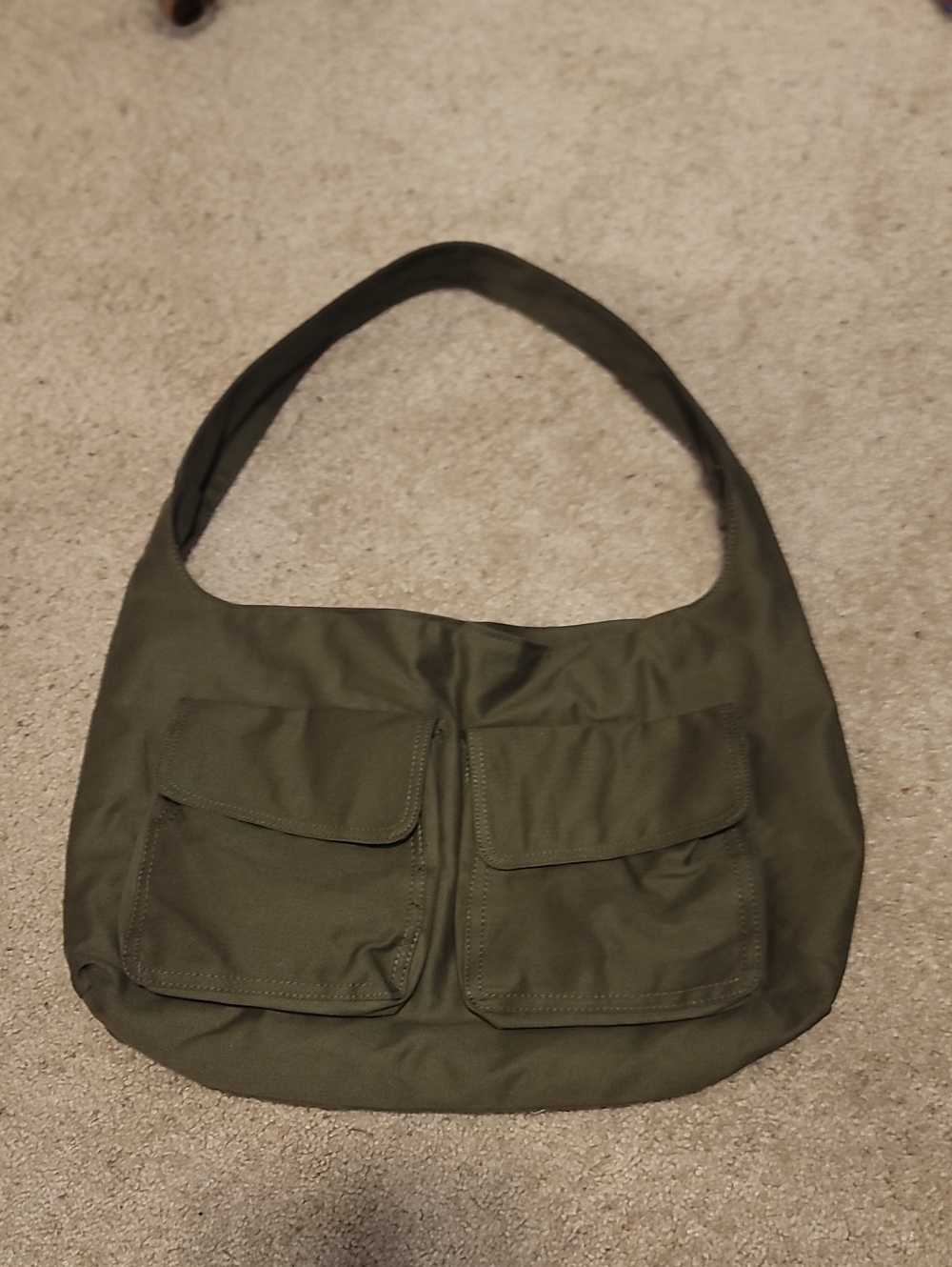 American Eagle Olive Green Shoulder Bag with Dual Front Pockets